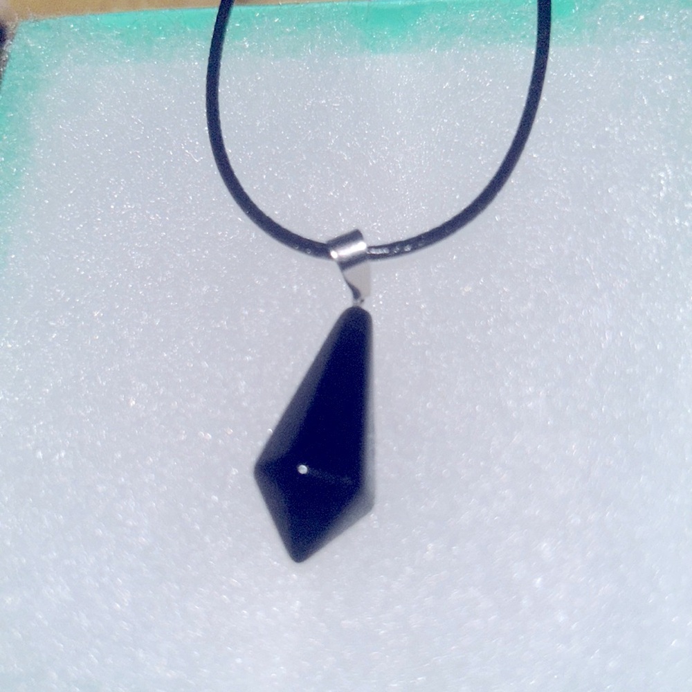 Gothic Black Onyx on Black Cord 18-20" Necklace